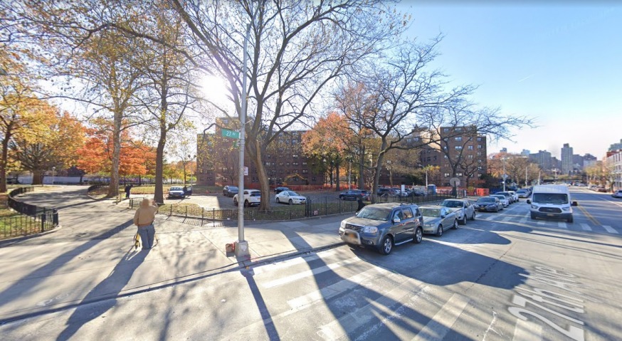 The development is replacing a parking lot at the Astoria Houses NYCHA complex, pictured in 2019 (Google Maps)